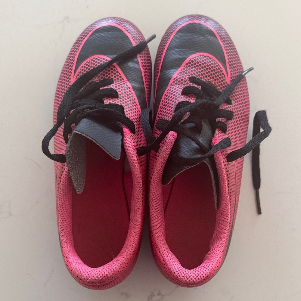 Kids Pink and Black Soccer Shoes 13